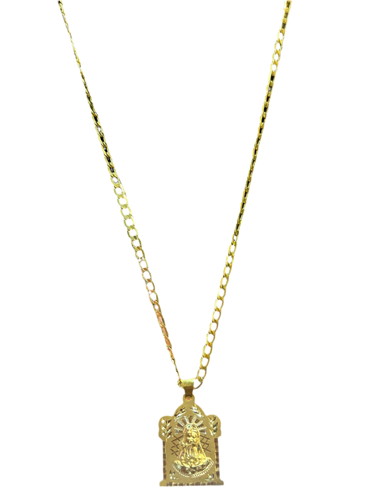 Cadena con deje de virgen cuadrado