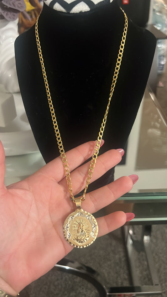 Cadena corte brillo con la virgen de la caridad del cobre